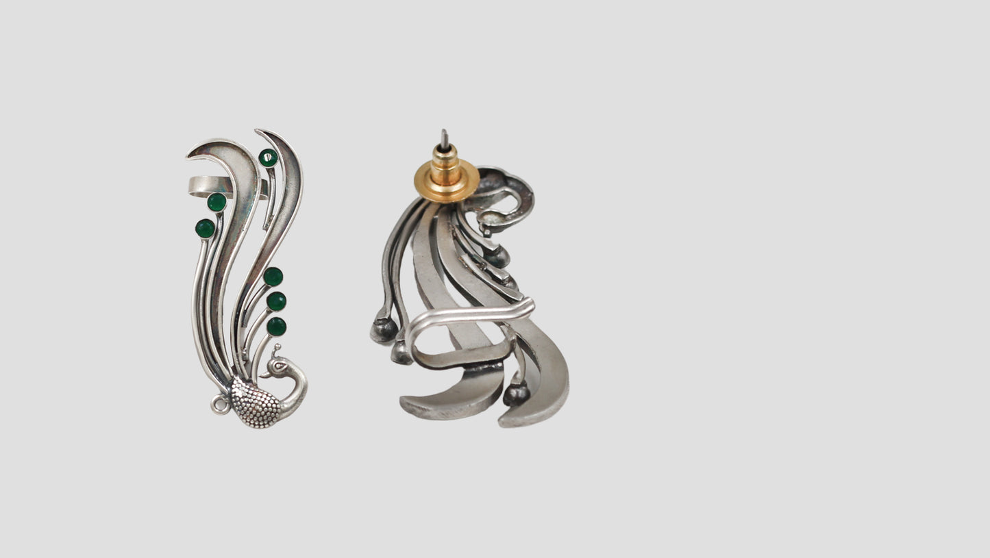 Sangeeta Boochra Peacock Motif Statement Earrings