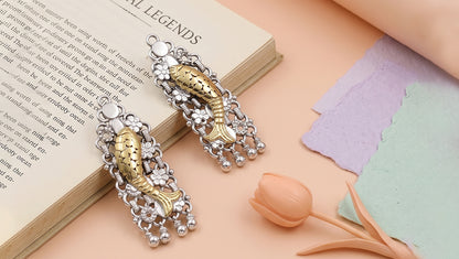 Sangeeta Boochra Dual-Tone Fish Motif Statement Earrings