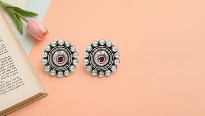 Sangeeta Boochra Handcrafted Oxidised Silver Statement Studs
