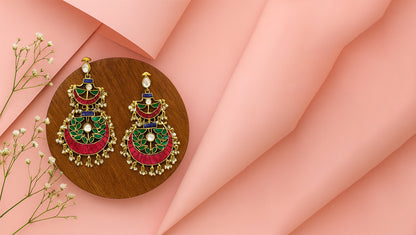 Sangeeta Boochra Handcrafted Silver Floral Enamel Earrings