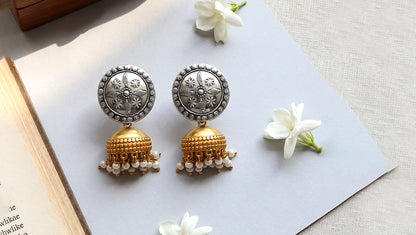 Sangeeta Boochra Ethnic Dual Tone Jhumka Earrings