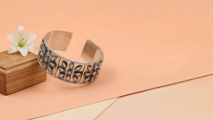 Sangeeta Boochra Handcrafted Oxidised Silver Statement Hand Cuff