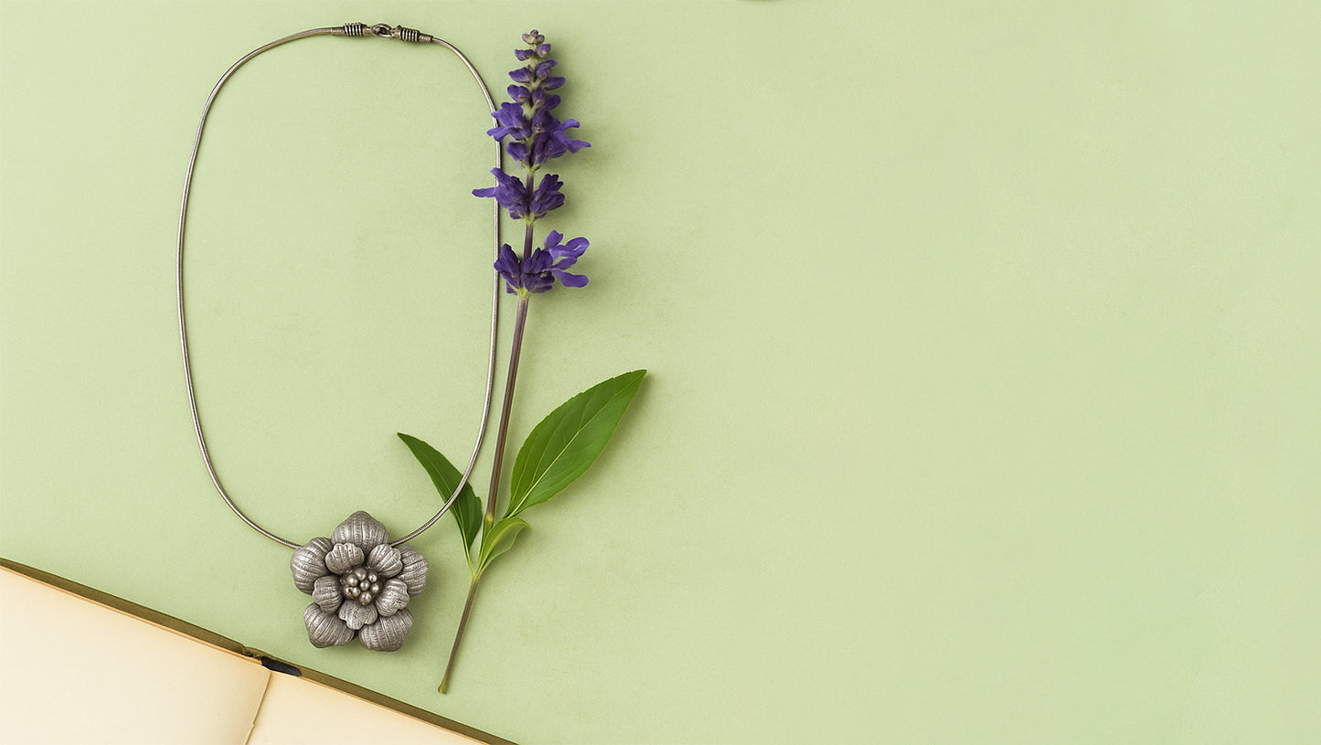 Sangeeta Boochra Oxidised Silver Floral Pendant A Versatile Style Essential