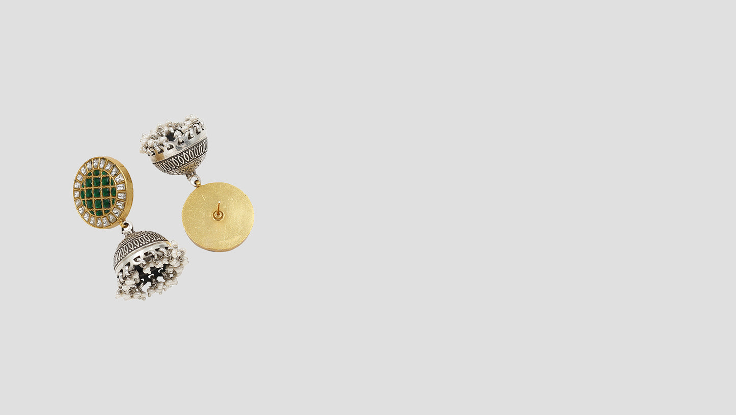 Timeless Grace: Silver & Gold-Plated Jhumkas