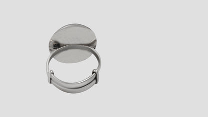 Sangeeta Boochra Oxidised Silver Oval Floral Statement Ring