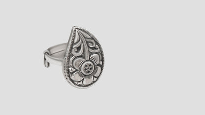 Sangeeta Boochra Vintage Paisley Motif Silver Ring