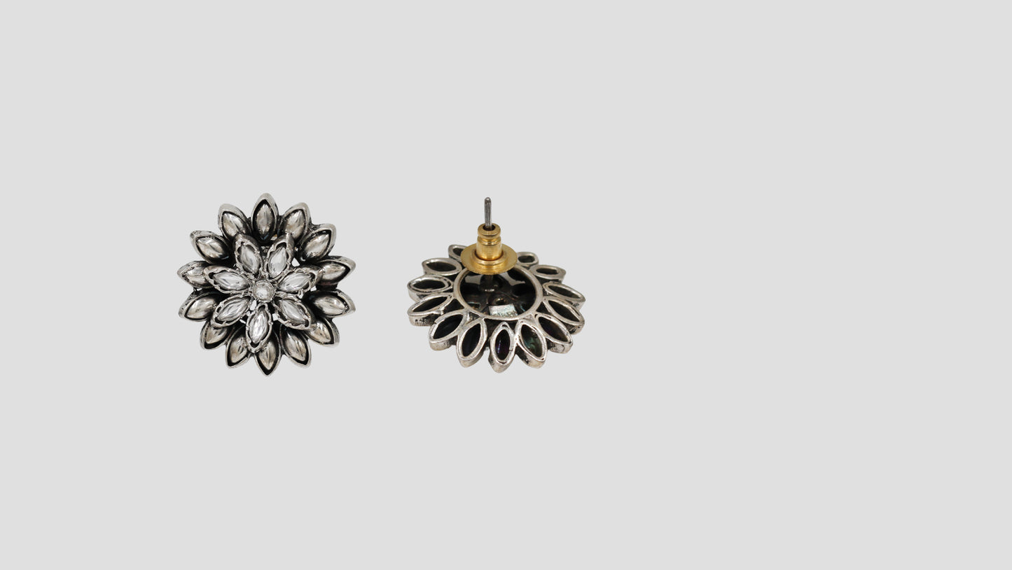 Sangeeta Boochra Vintage Bloom Oxidized Silver Studs
