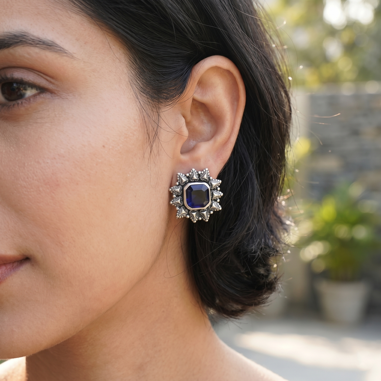 Sangeeta Boochra Regal Blue Silver Earrings