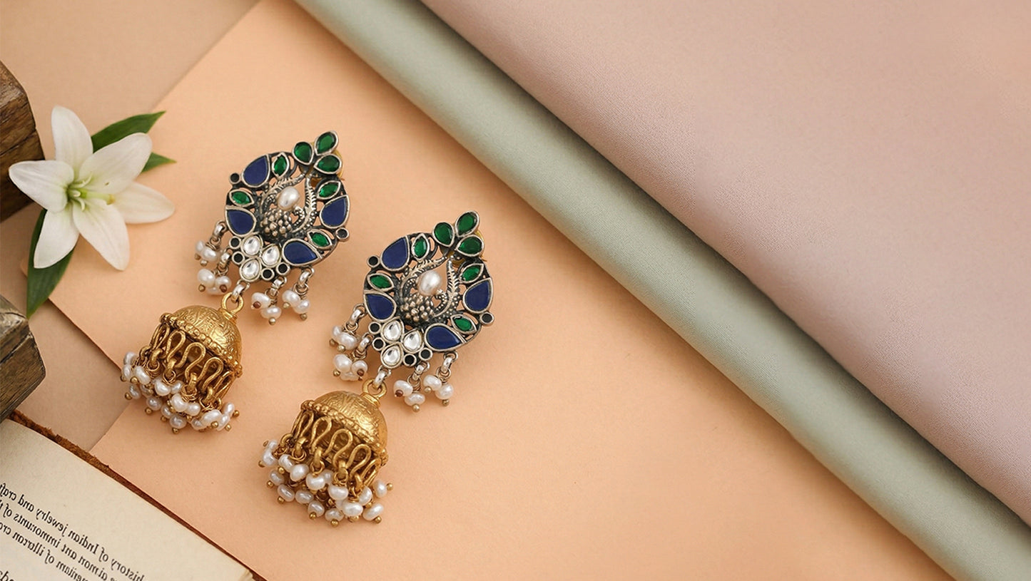 Sangeeta Boochra Heritage Dual-Plated Kundan Jhumka Earrings