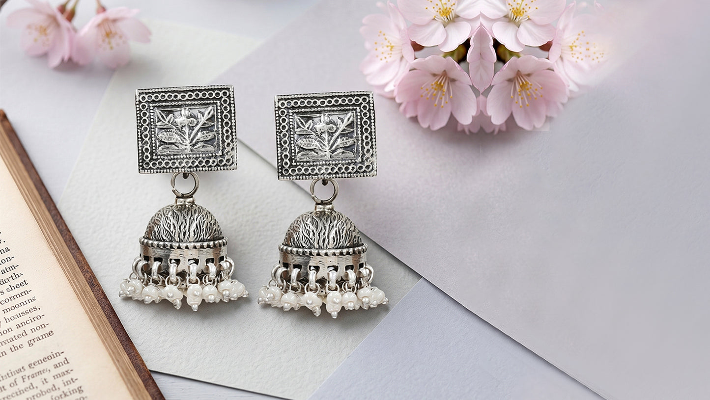 Sangeeta Boochra Artisan Floral Pearl Drop Earrings