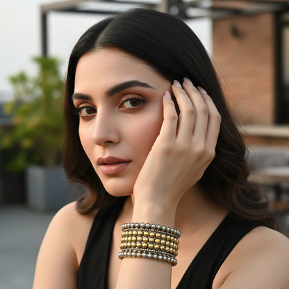 Sangeeta Boochra Vintage-Inspired Dual-Tone Oxidised Silver Bangle