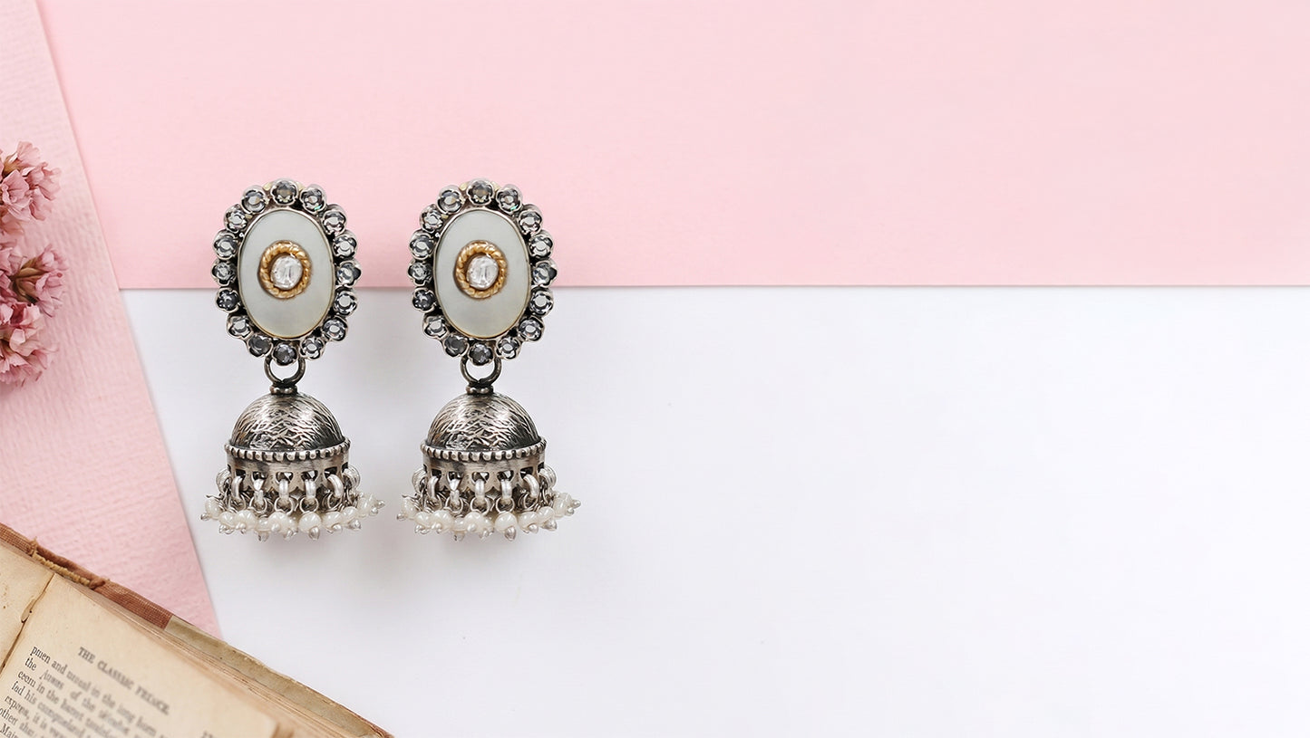 vintage Peacock Charm Oxidised Earrings by Sangeeta Boochra