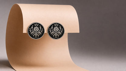 Sangeeta Boochra Handcrafted Oxidised Silver Engraved Floral Stud Earrings