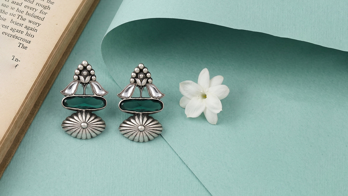 Sangeeta Boochra Oxidised Silver Statement Studs