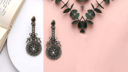 Sangeeta Boochra Traditional Floral Silver Earrings