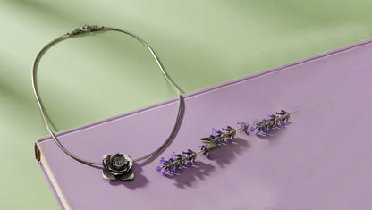 Sangeeta Boochra Oxidised Silver Sculpted Blossom Pendant