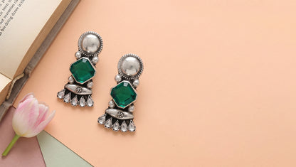 Sangeeta Boochra Handcrafted Oxidised Silver Statement Studs