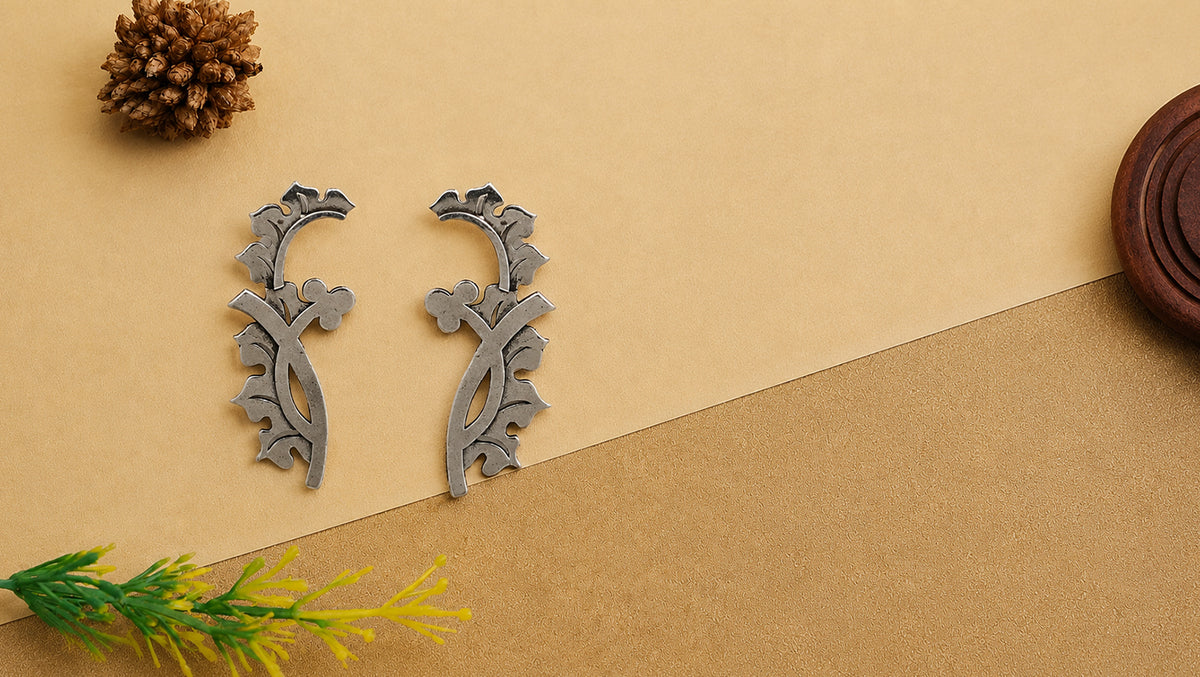Sangeeta Boochra Handcrafted Sterling Silver Botanical Hoop Earrings
