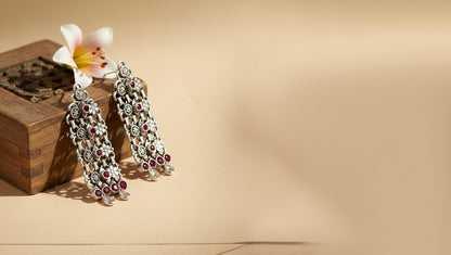 Sangeeta Boochra Heritage Silver Floral Dangles