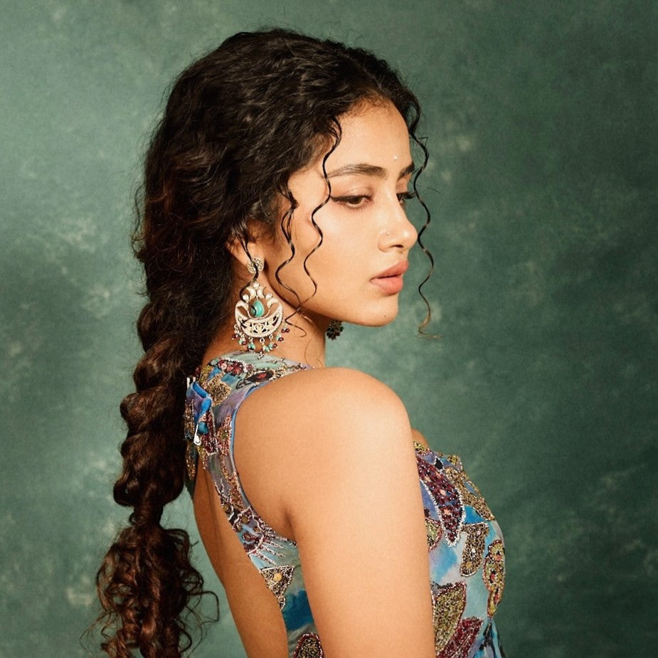 Anupama Parameswaran in Sangeeta Boochra’s Royal Silver Earring & Bangle Set