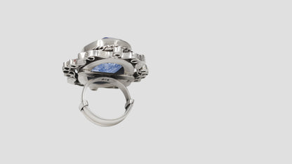 Sangeeta Boochra Handcrafted Blue Stone Silver Ring