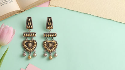 Sangeeta Boochra Handcrafted Dual Plated Silver Statement Earrings