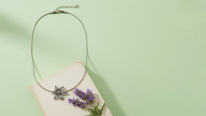 Sangeeta Boochra Artisan Oxidised Silver Floral Charm Pendant
