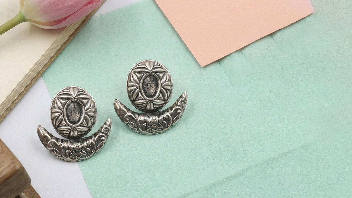 Sangeeta Boochra Handcrafted Oxidised Silver Earrings