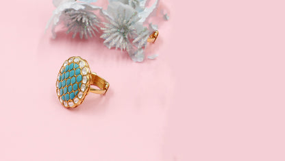 Sangeeta Boochra Gold-Plated Handmade Ring: Delicate Opulence