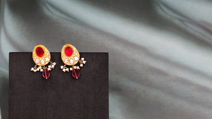 "Luminous Gold: Sangeeta Boochra Kundan-Studded Earrings "