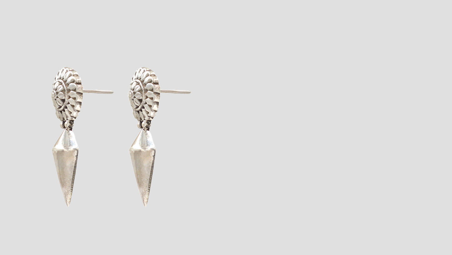 Bohemian Grace: Handcrafted Silver Earrings with a Tribal Touch