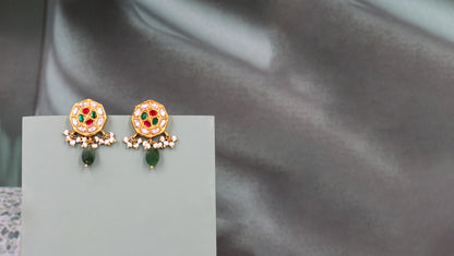 "Graceful Luxe: Gold-Plated Kundan Earrings by Sangeeta Boochra "