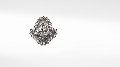 Silver Louise Engraving Ring