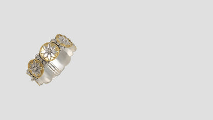 Heritage Blossom: Sangeeta Boochra Dual-Tone Silver Bangle