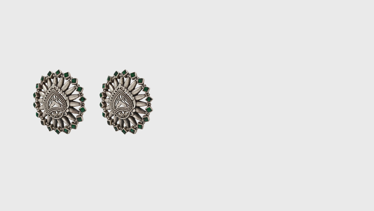 "Sophisticated Polish: Sangeeta Boochra Silver Handcrafted Studs "