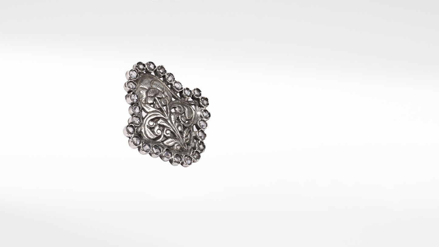 Silver Louise Engraving Ring