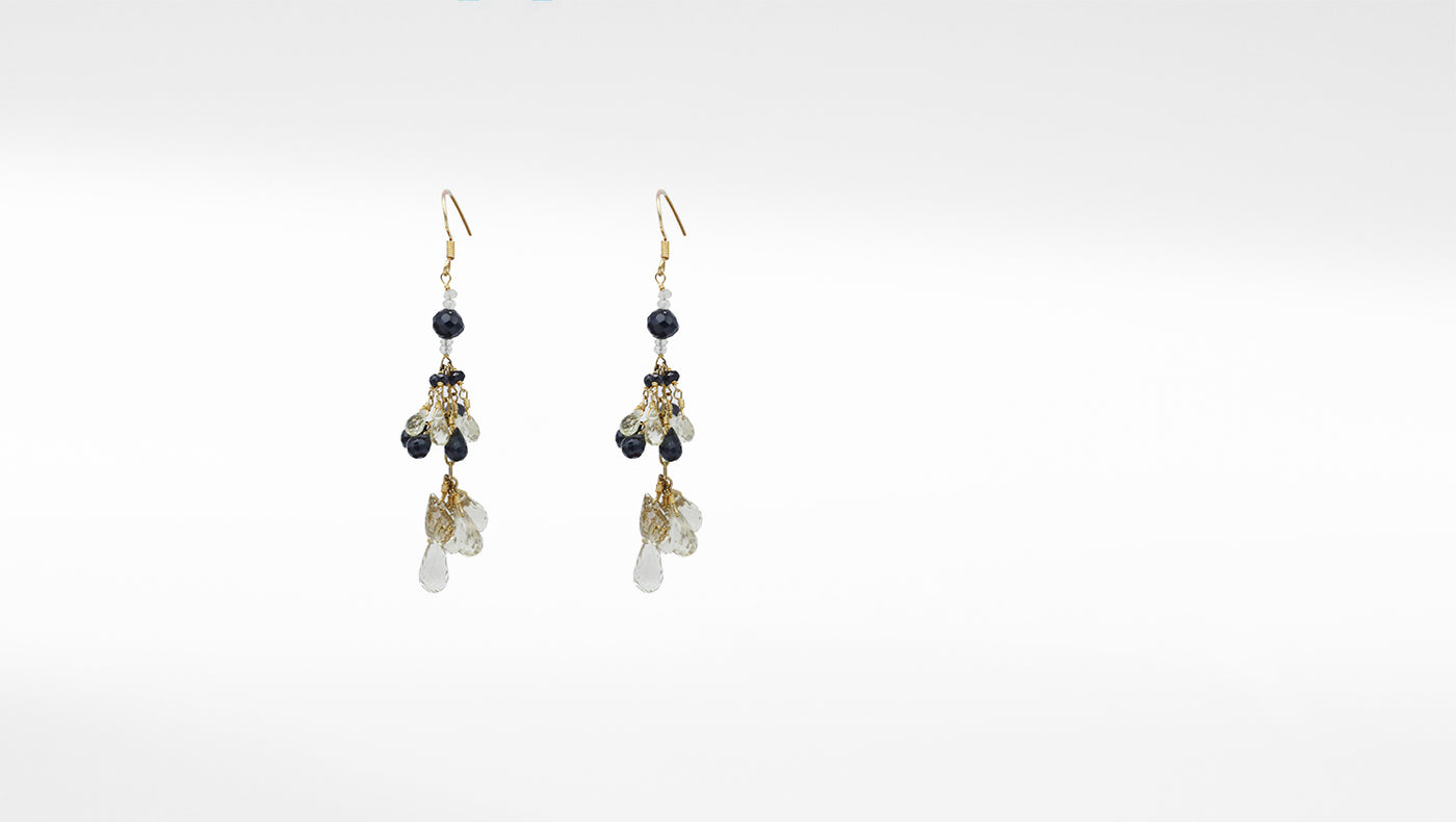 Unique long Handcrafted dangle silver Gold Plated Earring with hanging pearls