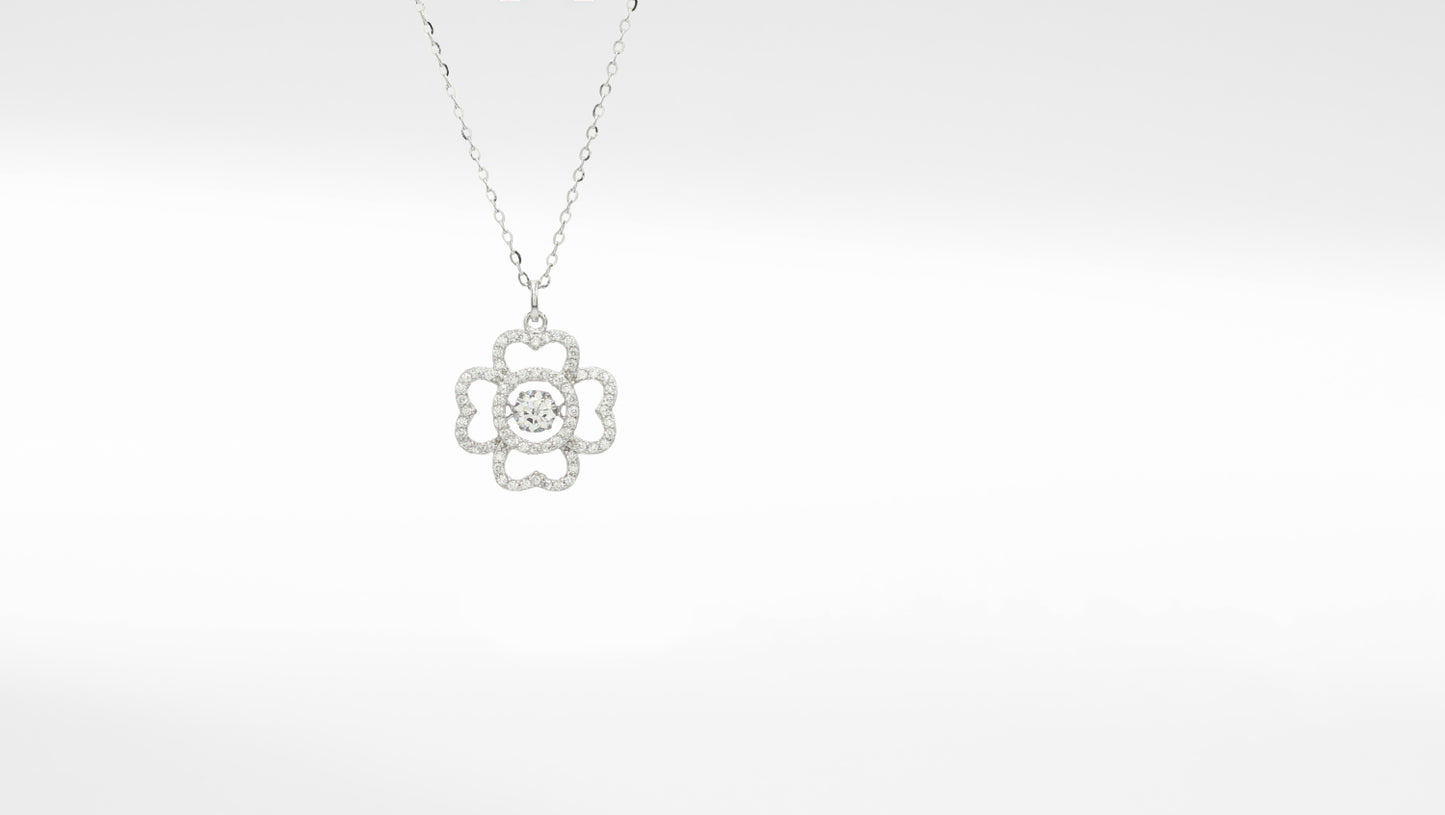 Silver-Plated CZ Pendant & Chain