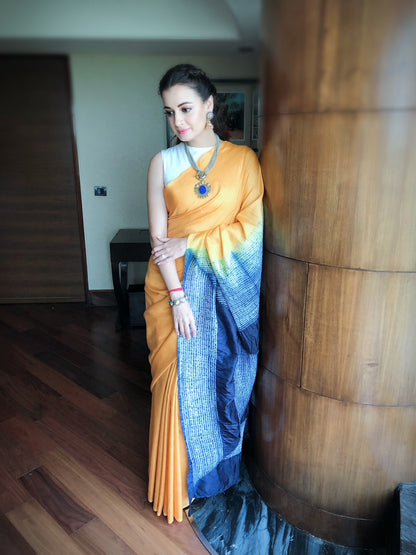 Dia Mirza in Earrings And Necklace With 24k Gold Plated And Cz, Blue Glass Stone