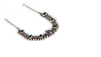 Sangeeta Boochra Multicolor Tribal Silver Necklace