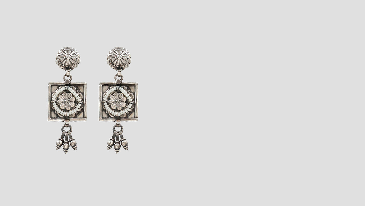 Artisan Elegance: Sangeeta Boochra Square Floral Earrings