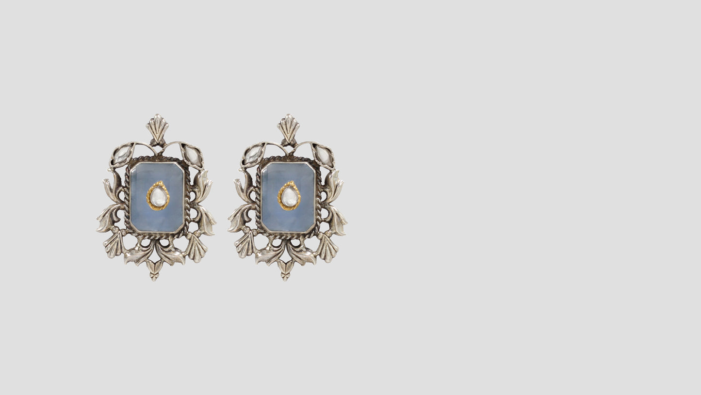 Ornate Elegance: Sangeeta Boochra Silver Handcrafted Studs