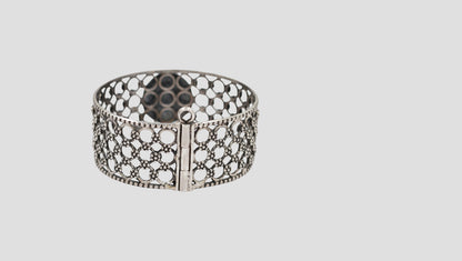 Sangeeta Boochra Peacock Motif Oxidised Silver Bangle