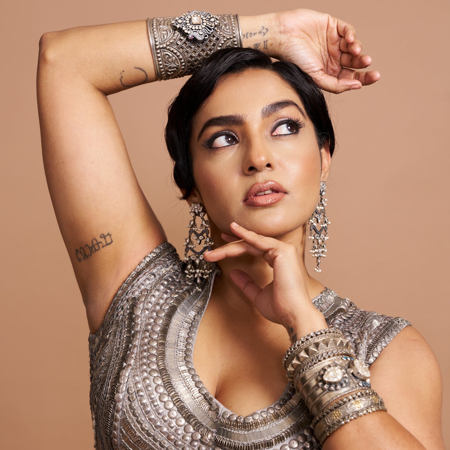 Parvathy Thiruvothu Styles Sangeeta Boochra Statement Silver Jewellery