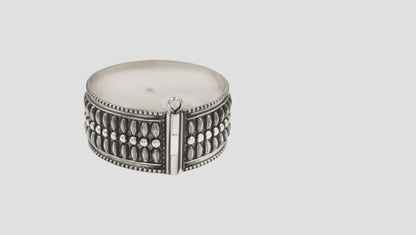 Sangeeta Boochra Handcrafted Textured Oxidised Silver Statement Bangle