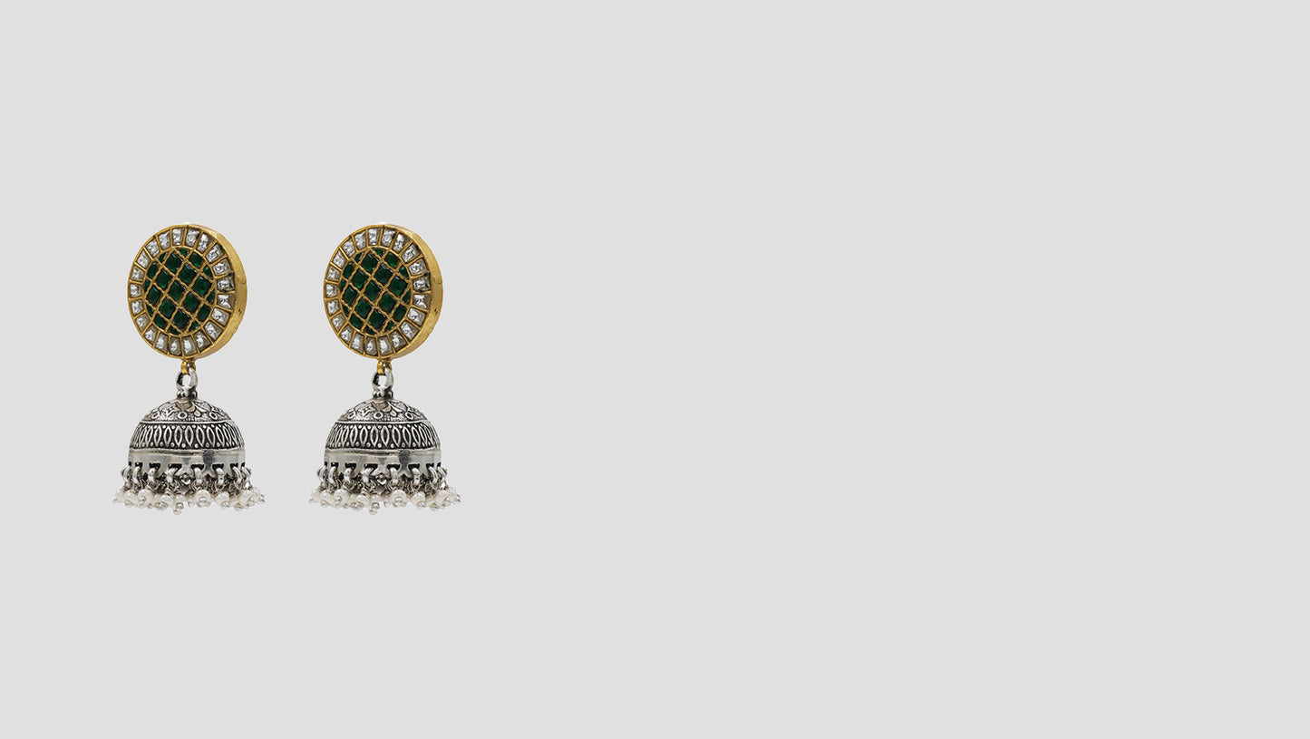 Timeless Grace: Silver & Gold-Plated Jhumkas