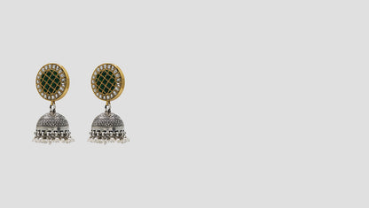 Timeless Grace: Silver & Gold-Plated Jhumkas