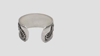 Sangeeta Boochra Peacock Motif Oxidised Silver Statement Cuff