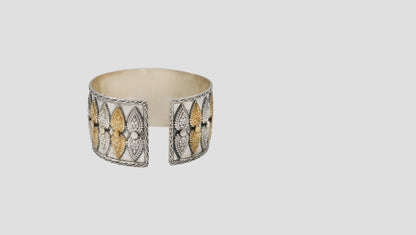 Heritage Goddess Motif Silver & Gold-Plated Statement Cuff