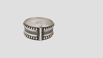 Statement Tribal Oxidised Silver Bangle by Sangeeta Boochra